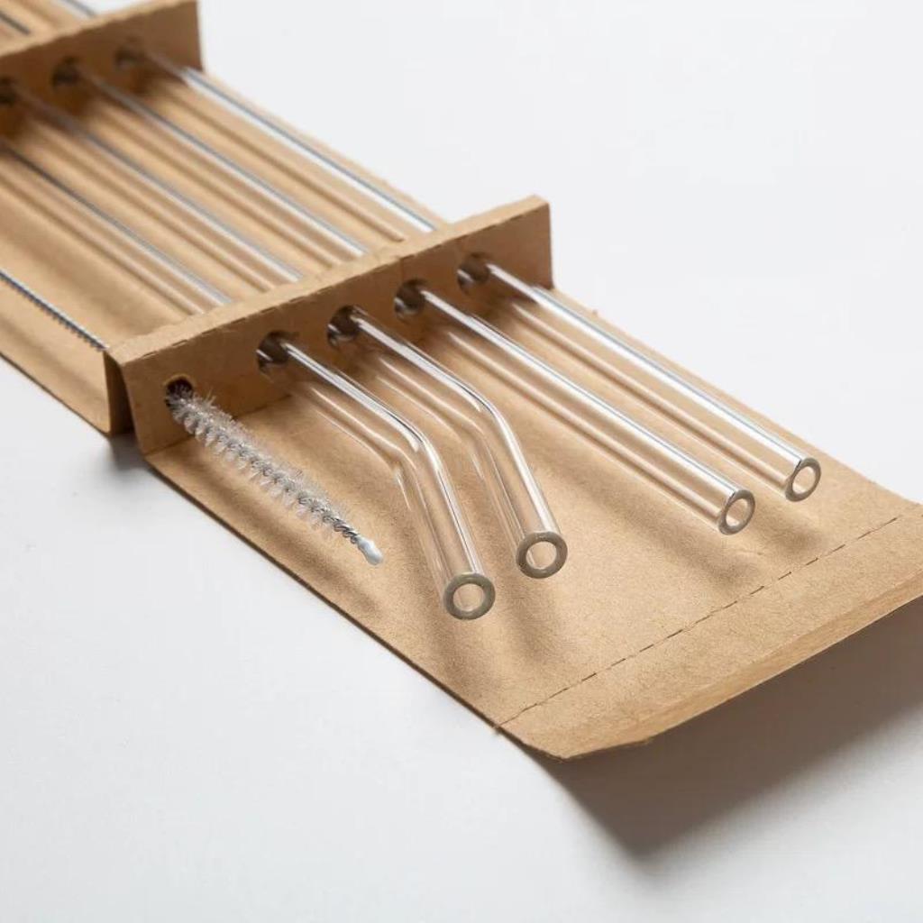 مجموعة مصاصات زجاجية قابلة للغسل